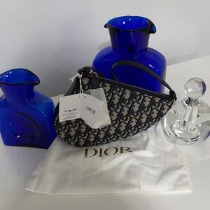 Dior Navy and Gray Saddle Bag
